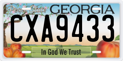 GA license plate CXA9433