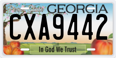 GA license plate CXA9442