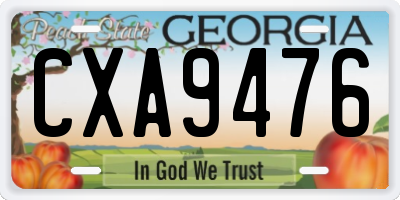 GA license plate CXA9476