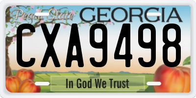 GA license plate CXA9498