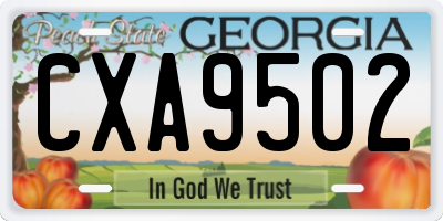 GA license plate CXA9502