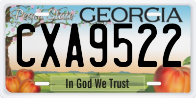 GA license plate CXA9522