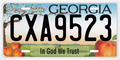 GA license plate CXA9523