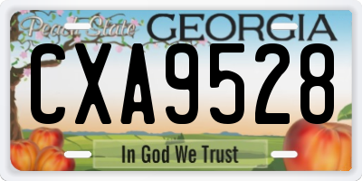 GA license plate CXA9528