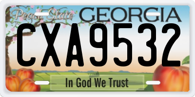 GA license plate CXA9532
