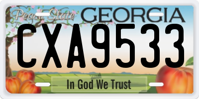 GA license plate CXA9533