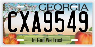 GA license plate CXA9549