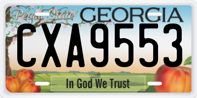 GA license plate CXA9553