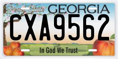 GA license plate CXA9562