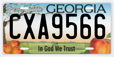 GA license plate CXA9566
