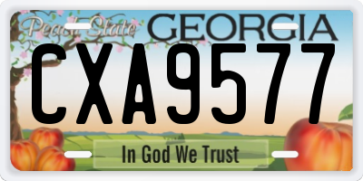 GA license plate CXA9577