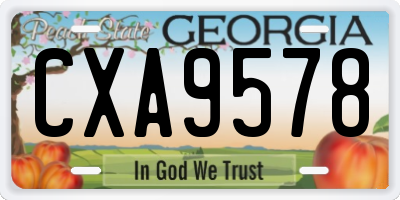 GA license plate CXA9578