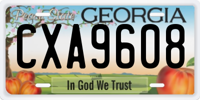 GA license plate CXA9608