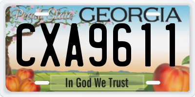 GA license plate CXA9611