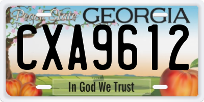 GA license plate CXA9612