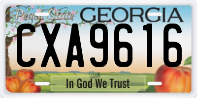 GA license plate CXA9616