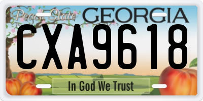 GA license plate CXA9618