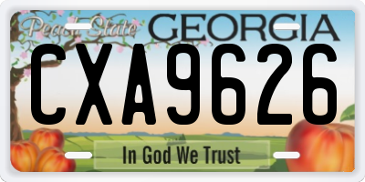 GA license plate CXA9626