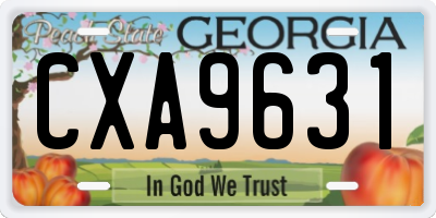 GA license plate CXA9631