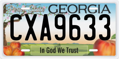 GA license plate CXA9633