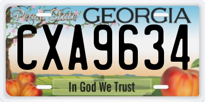 GA license plate CXA9634