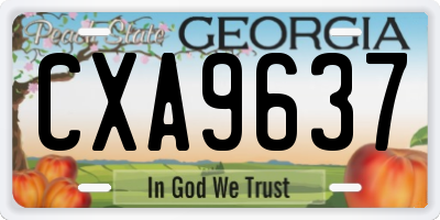 GA license plate CXA9637