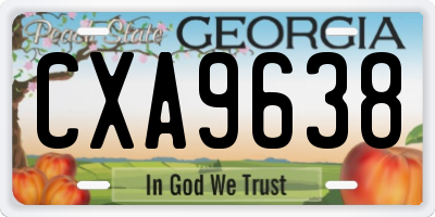 GA license plate CXA9638