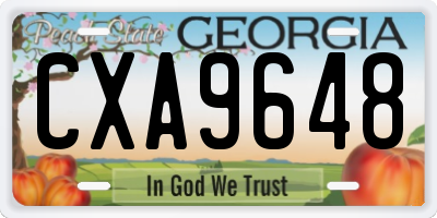 GA license plate CXA9648