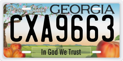 GA license plate CXA9663