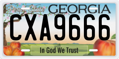 GA license plate CXA9666
