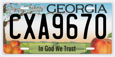 GA license plate CXA9670