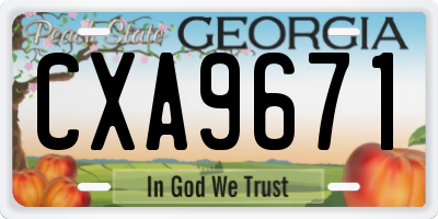 GA license plate CXA9671