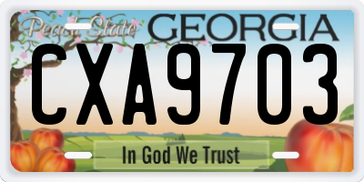 GA license plate CXA9703