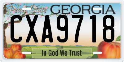 GA license plate CXA9718