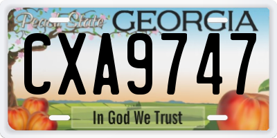 GA license plate CXA9747