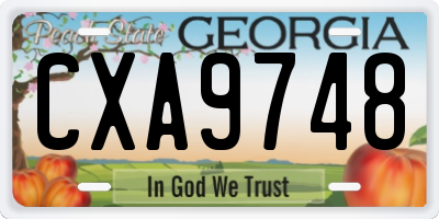 GA license plate CXA9748