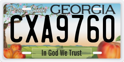 GA license plate CXA9760