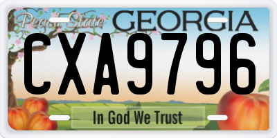 GA license plate CXA9796