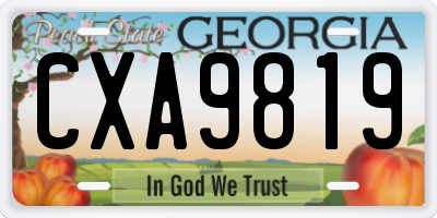 GA license plate CXA9819