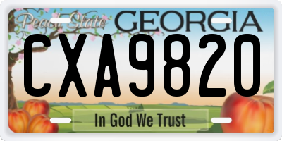 GA license plate CXA9820
