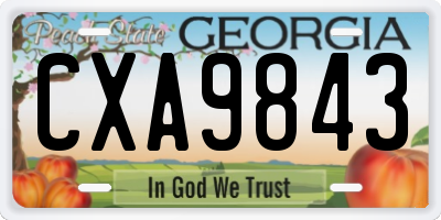 GA license plate CXA9843