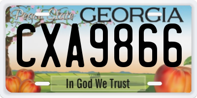 GA license plate CXA9866