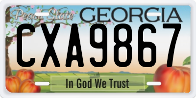 GA license plate CXA9867
