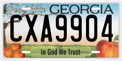 GA license plate CXA9904