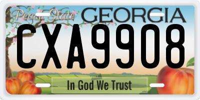GA license plate CXA9908