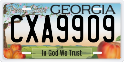 GA license plate CXA9909