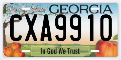 GA license plate CXA9910