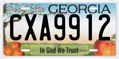 GA license plate CXA9912