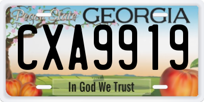 GA license plate CXA9919
