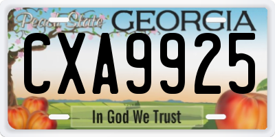 GA license plate CXA9925